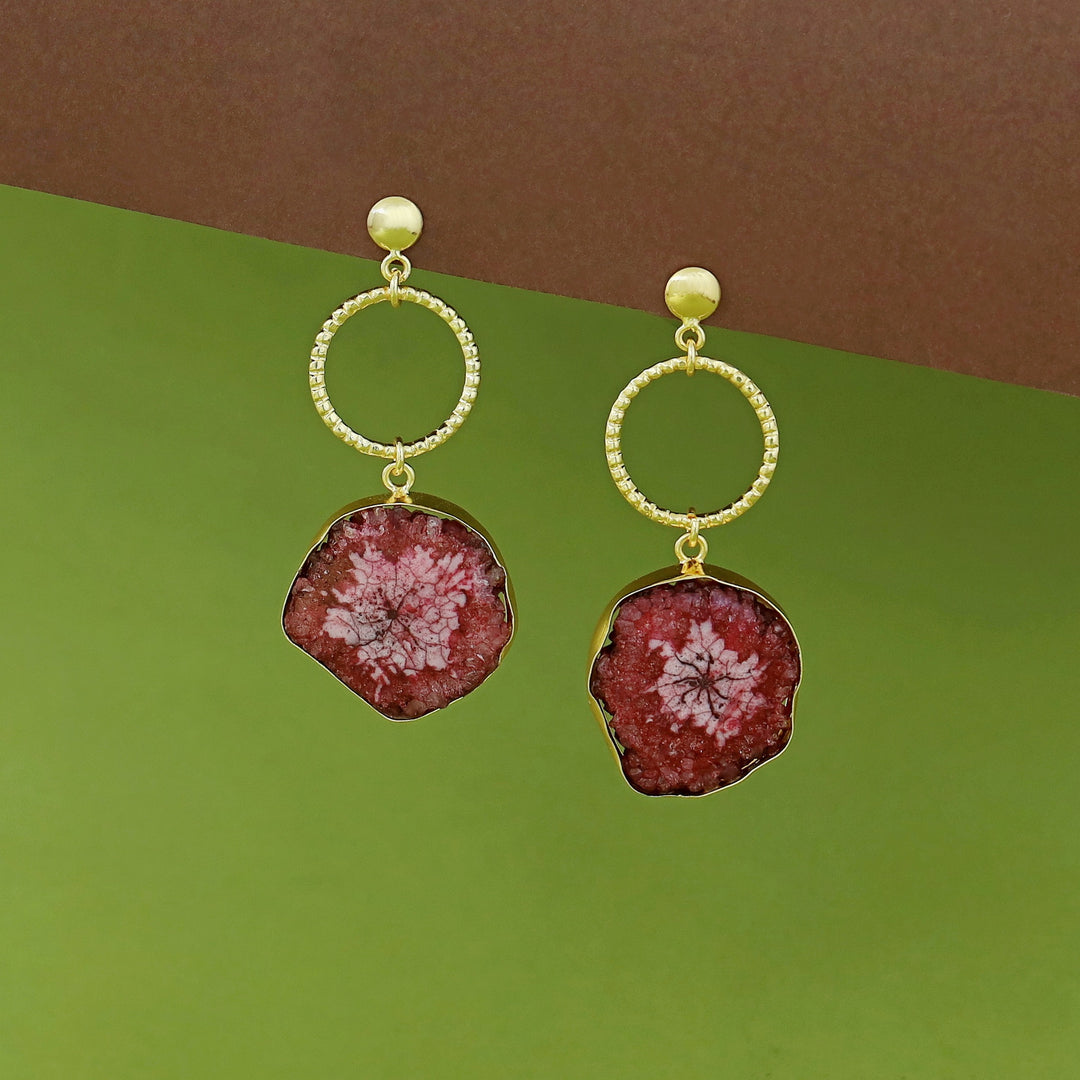 Golden Circle + Agate Stone Earring