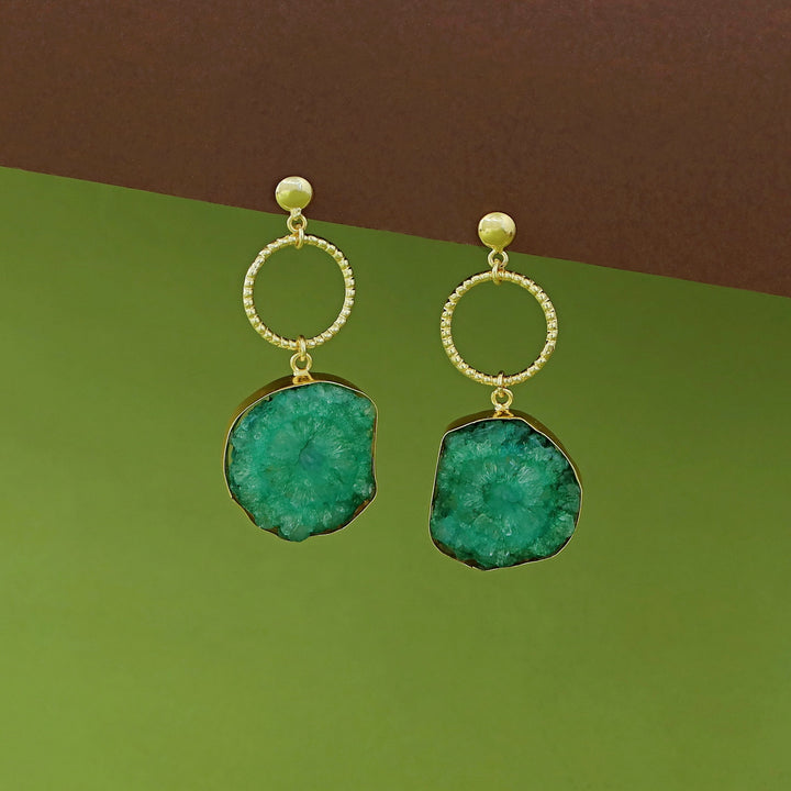 Golden Circle + Agate Stone Earring