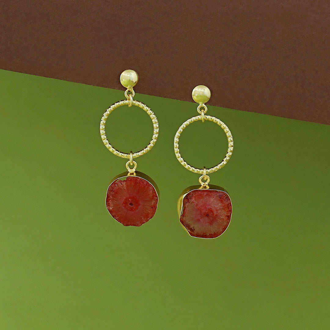 Golden Circle + Agate Stone Earring