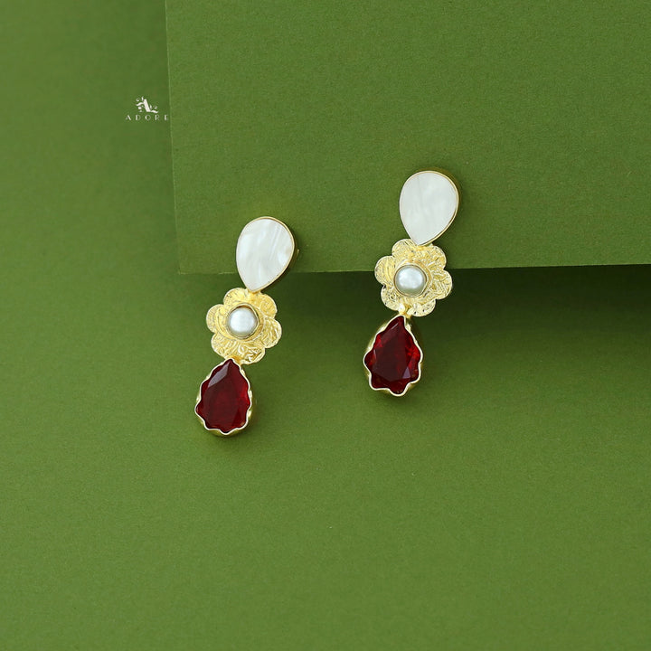 Lauryn Golden MOP + Pearl + Glossy Stone Earring