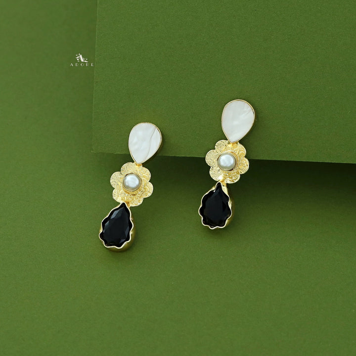 Lauryn Golden MOP + Pearl + Glossy Stone Earring