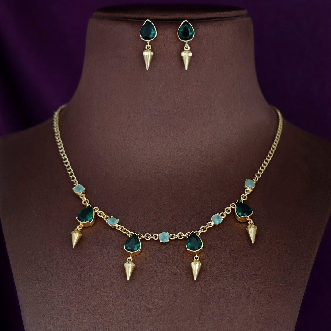 Golden Olivna Corn Drop Neckpiece With Earring