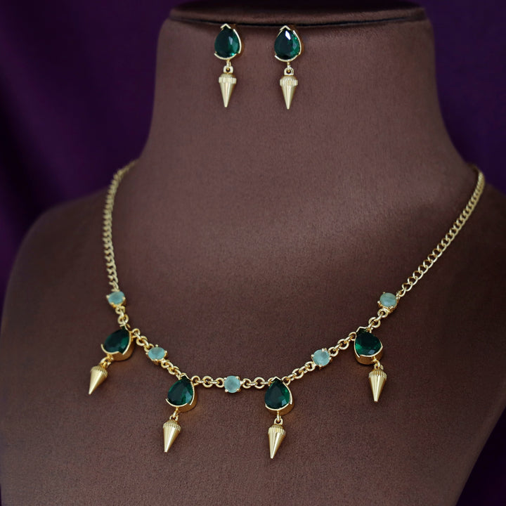 Golden Olivna Corn Drop Neckpiece With Earring