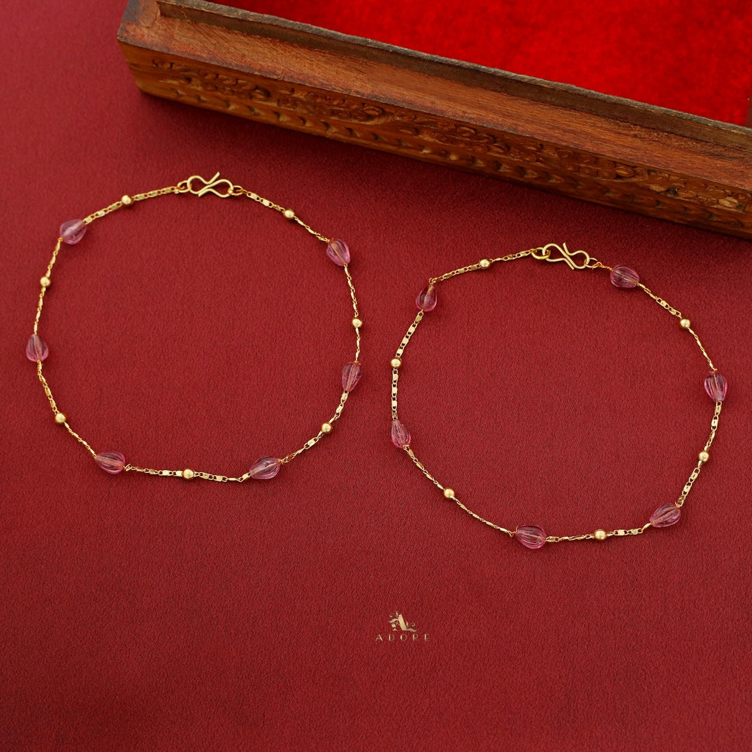 Amara Golden Ball Kemp Stone Anklet