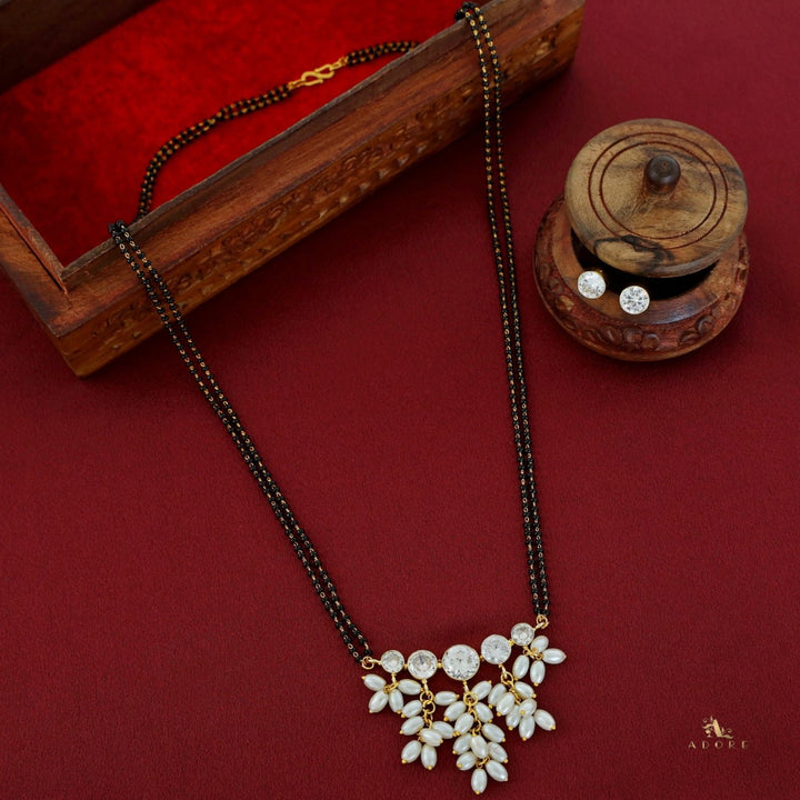 Nandita Cluster Pearl Mangalsutra Long Neckpiece With Stud