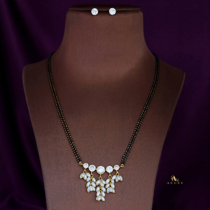 Nandita Cluster Pearl Mangalsutra Long Neckpiece With Stud