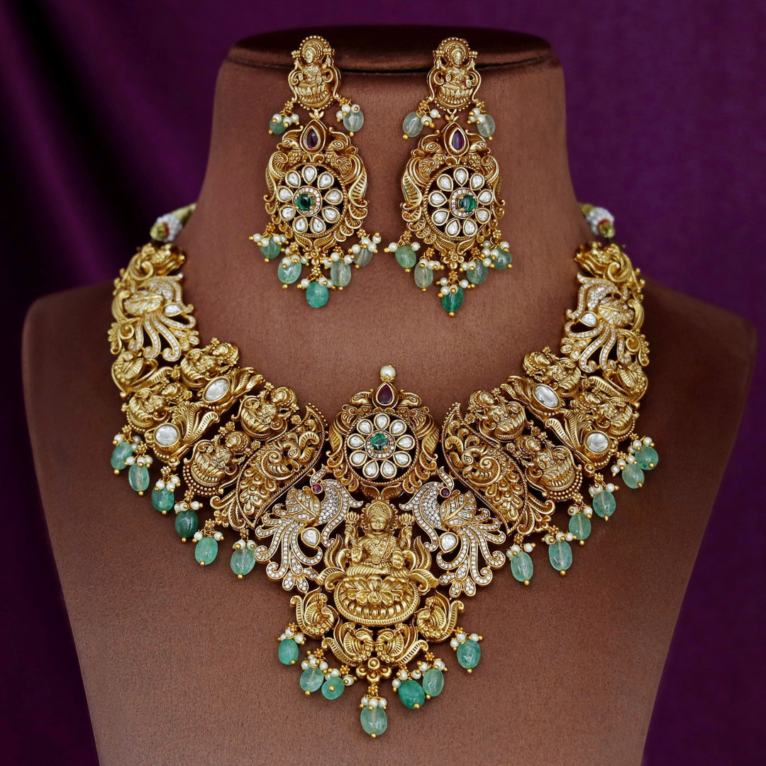 Premium Navishka Lakshmi Pendant Bridal Neckpiece With Earring