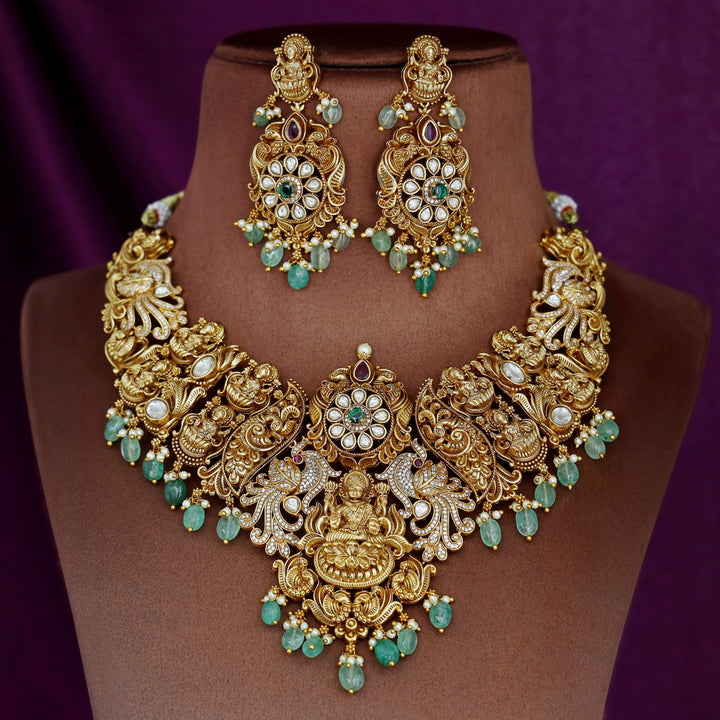 Premium Navishka Lakshmi Pendant Bridal Neckpiece With Earring