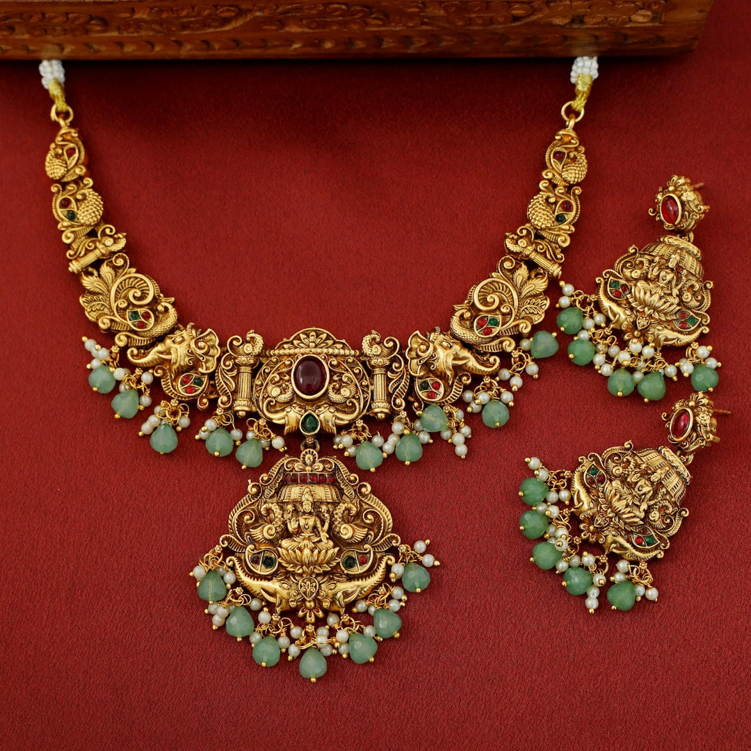 Pamadhya Lakshmi Pendant Neckpiece With Earring