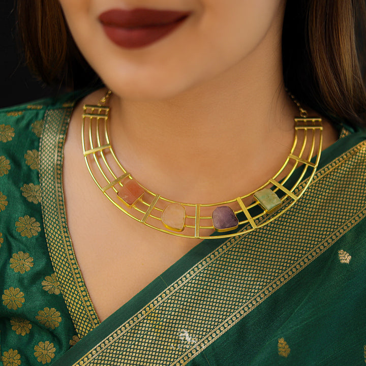 Stuti Golden Tetra Raw Stone Neckpiece