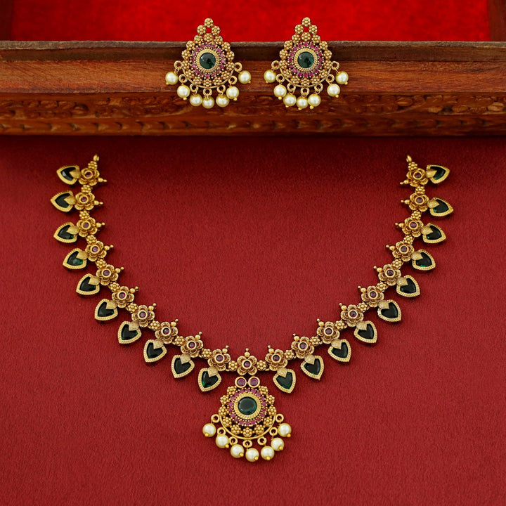 Premium Rakshini Palakka Short Neckpiece With Earring