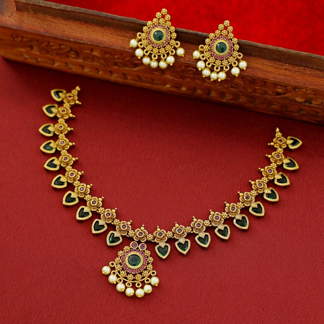 Premium Rakshini Palakka Short Neckpiece With Earring