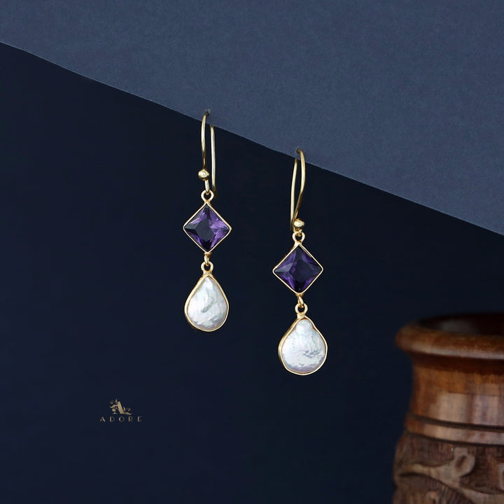 Elsie Diamond Glossy Stone + Baroque Drop