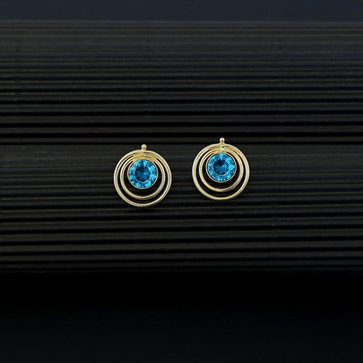 Ishta Golden Dual Glossy Stone Circle Earring