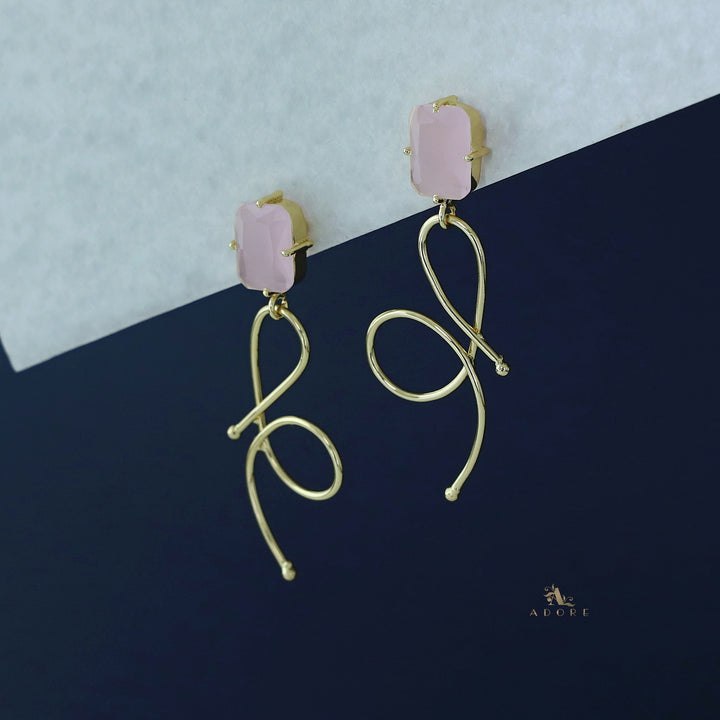 Ivanna Golden Rectangle Glossy Stone Earring