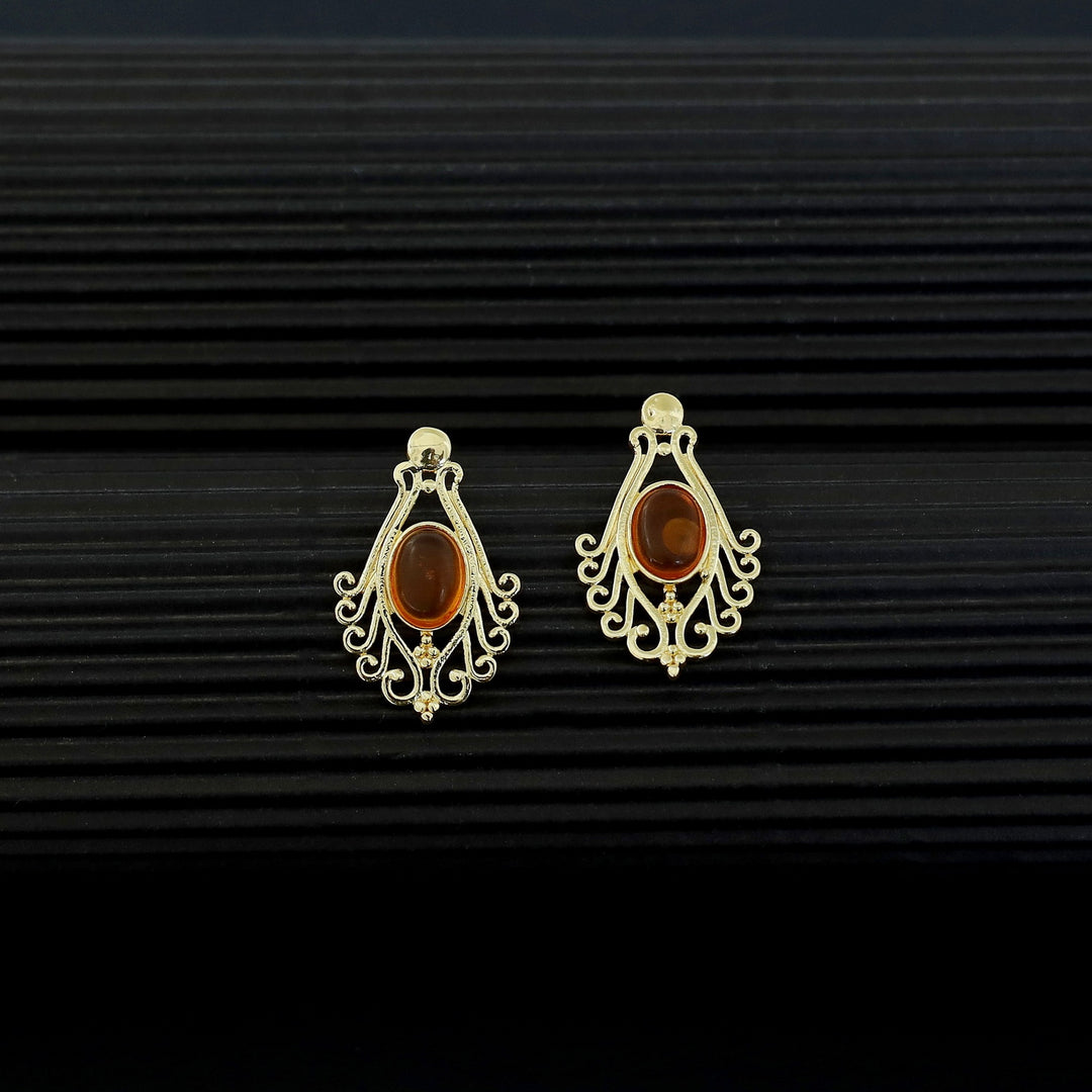 Uthra Golden Glossy Stone Earring