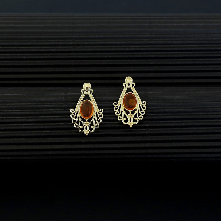 Uthra Golden Glossy Stone Earring