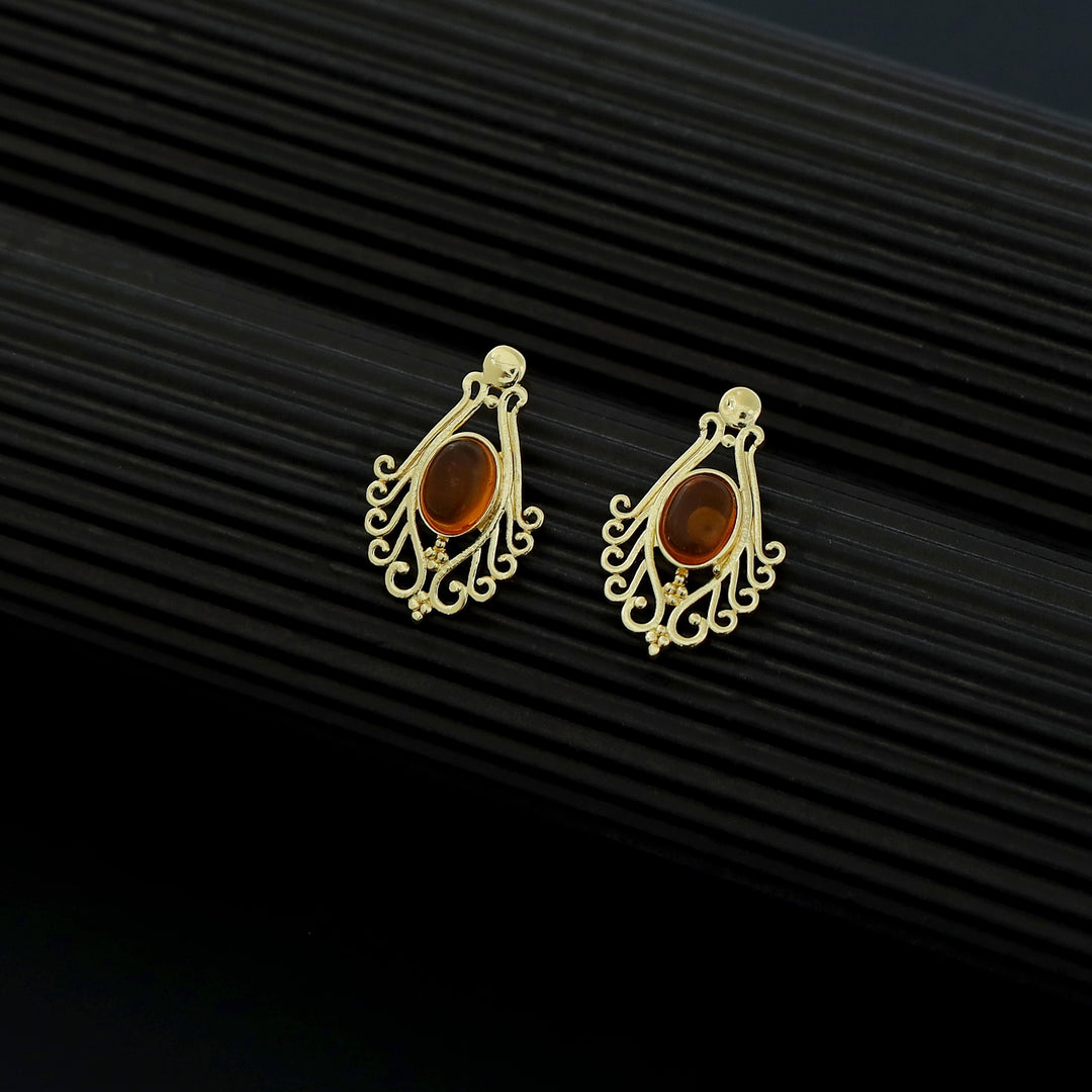 Uthra Golden Glossy Stone Earring