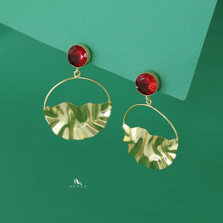 Glossy Crushed Semi Circle Earring