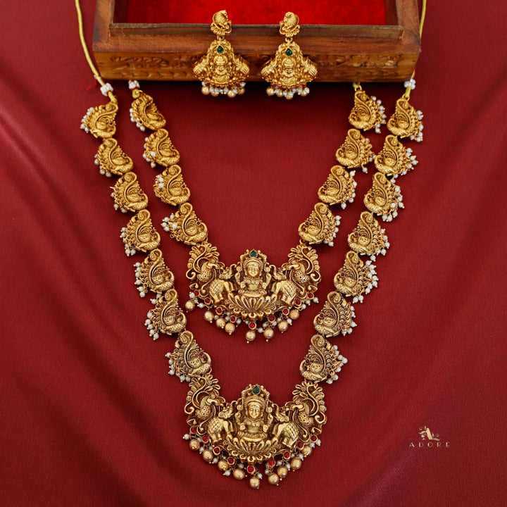 Premium Nithya Lakshmi Mayura Pearl Bridal Set Neckpiece With Earring