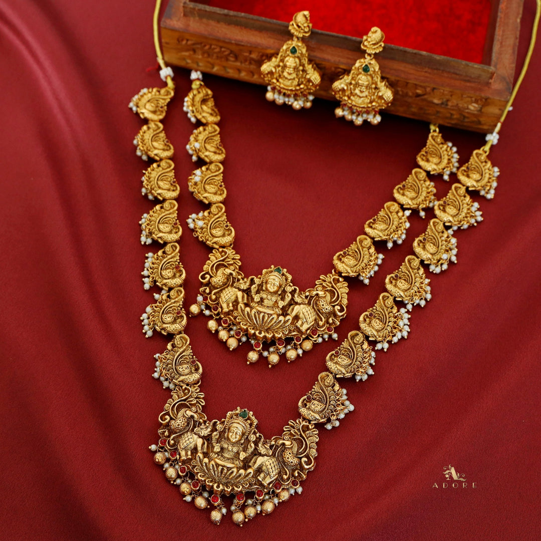 Premium Nithya Lakshmi Mayura Pearl Bridal Set Neckpiece With Earring