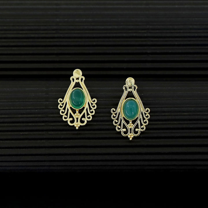 Uthra Golden Glossy Stone Earring