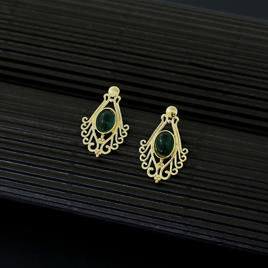 Uthra Golden Glossy Stone Earring