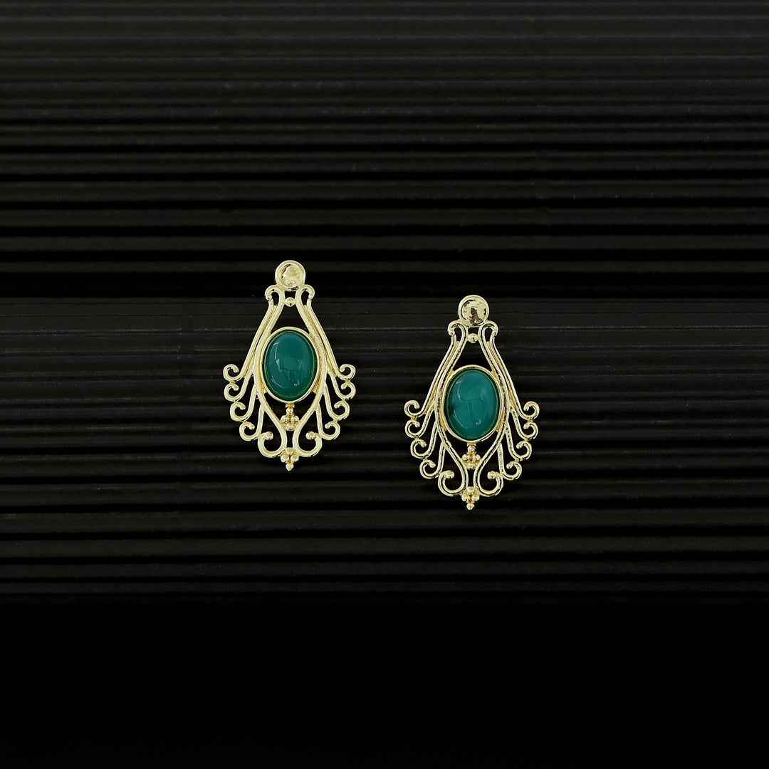 Uthra Golden Glossy Stone Earring