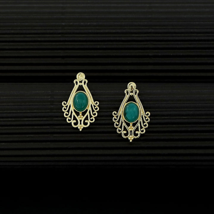 Uthra Golden Glossy Stone Earring