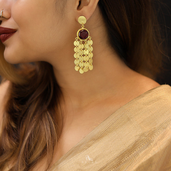 Niya Golden Circle Glossy Stone Earring