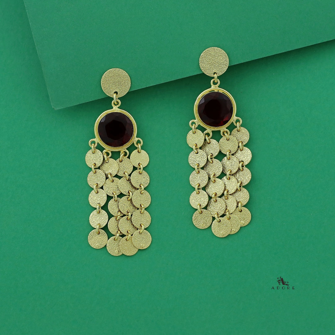 Niya Golden Circle Glossy Stone Earring