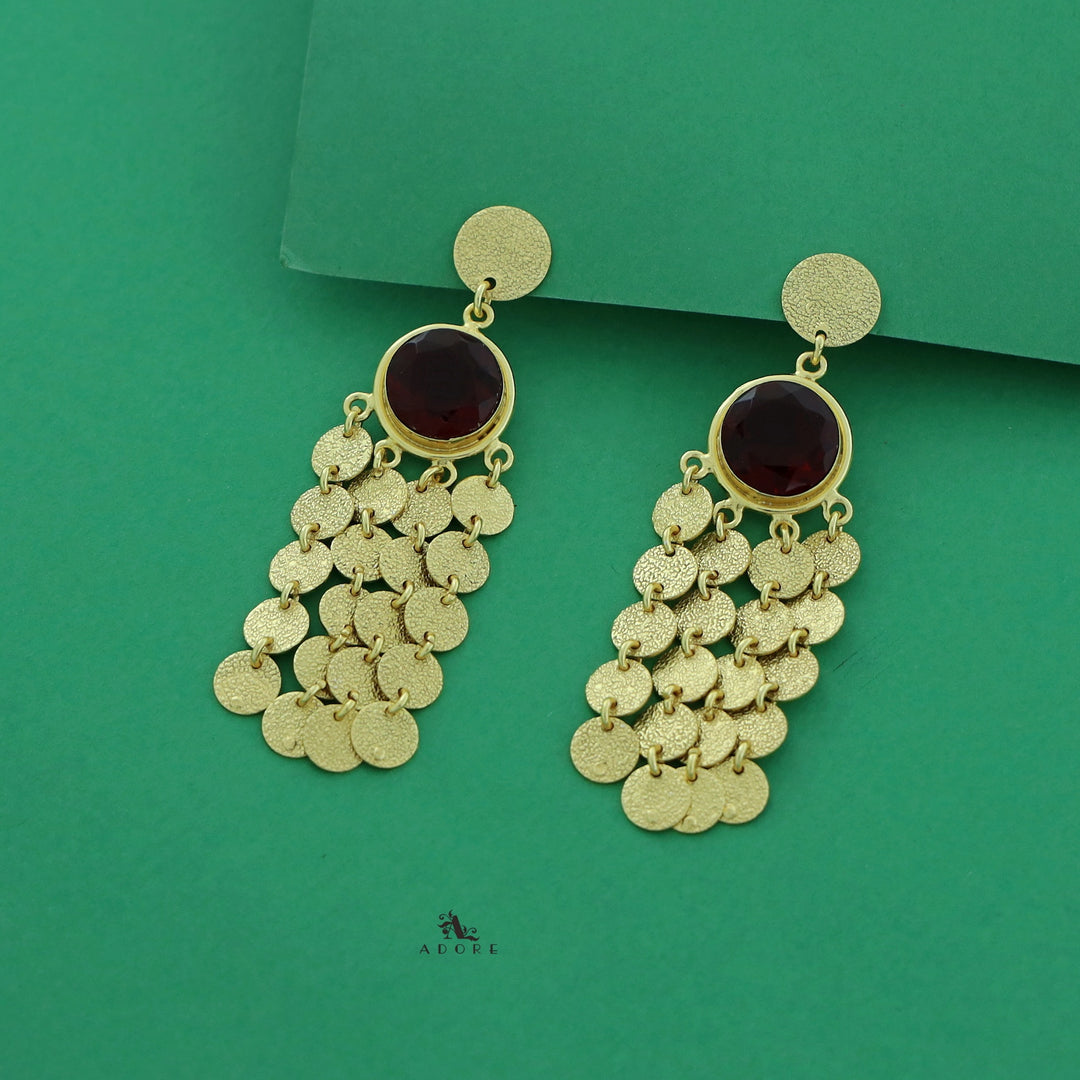 Niya Golden Circle Glossy Stone Earring