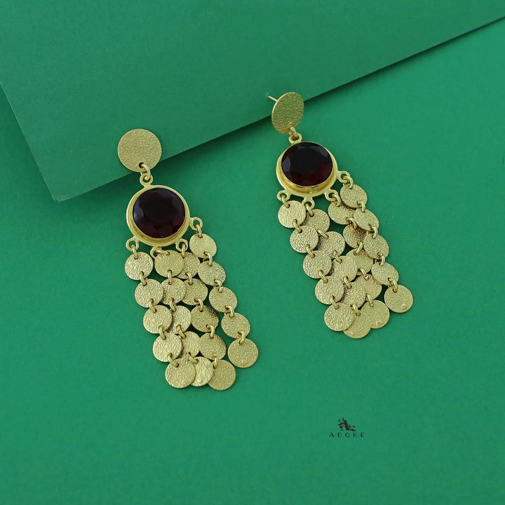 Niya Golden Circle Glossy Stone Earring