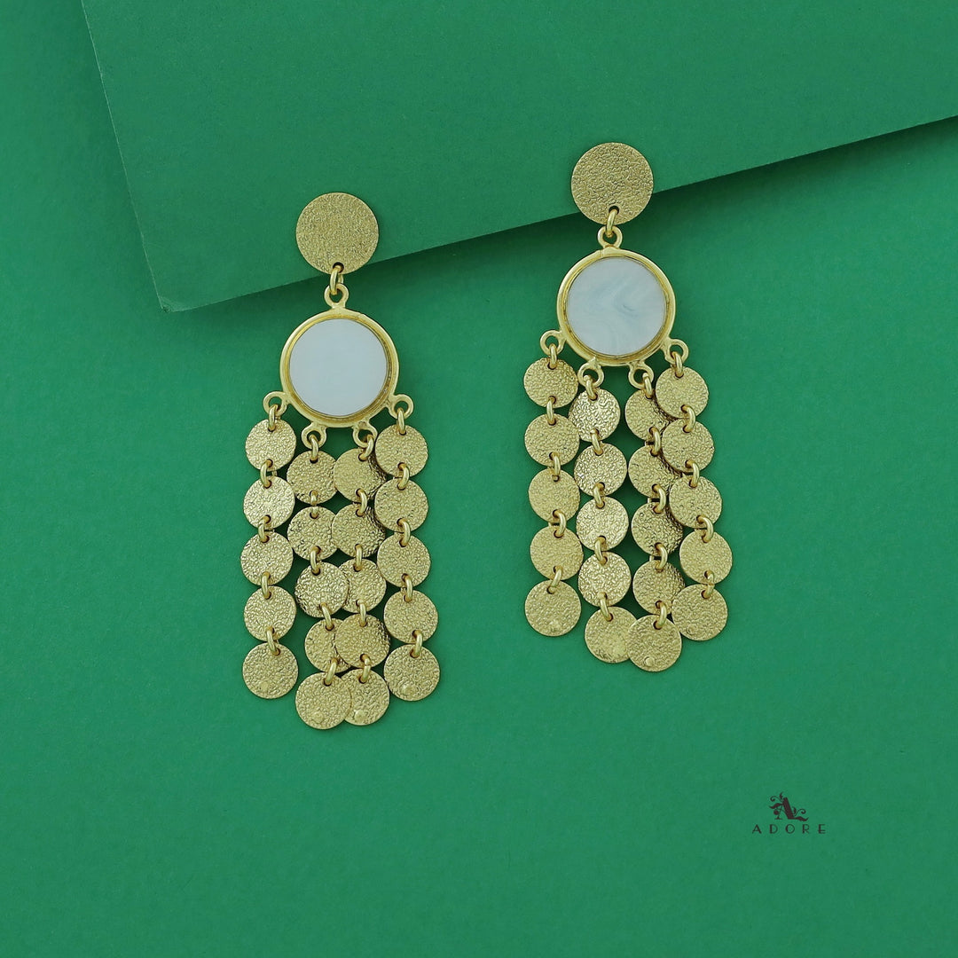 Niya Golden Circle Glossy Stone Earring