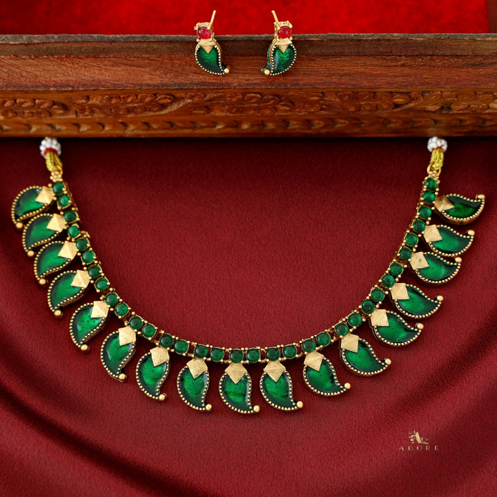 Rithu Palakka Kemp Stone Neckpiece With Earring