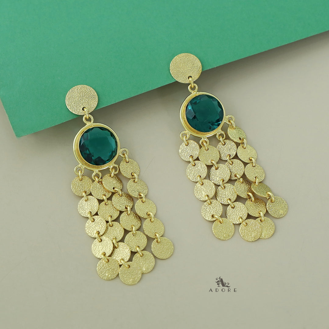 Niya Golden Circle Glossy Stone Earring