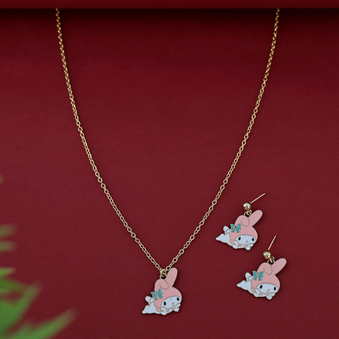 Cartoon Kids Charms Neckpiece With Earring