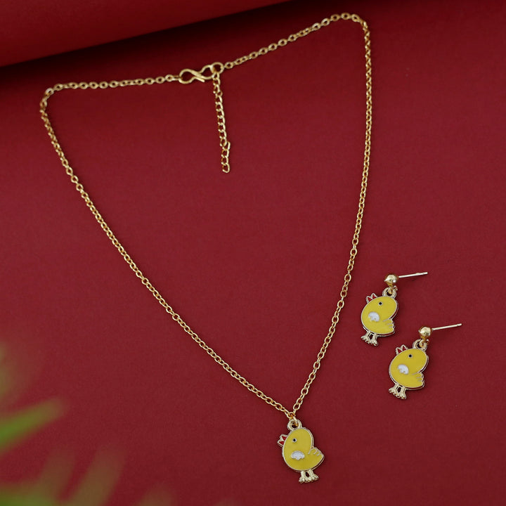 Baby Chick Kids Charm Neckpiece With Earring