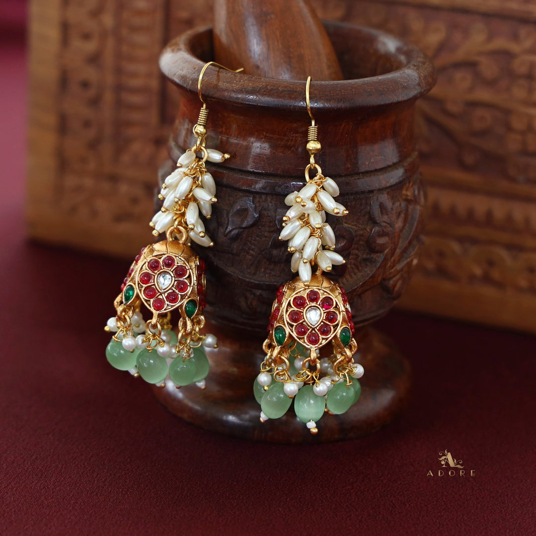 Archita Rice Pearl Drop Glossy Jhumka