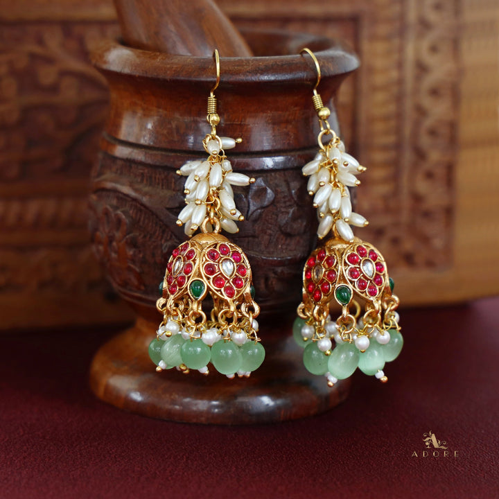 Archita Rice Pearl Drop Glossy Jhumka