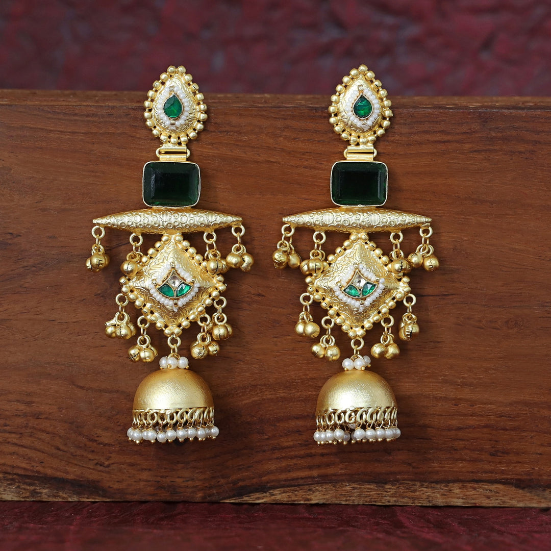 Amrita Golden Textured Diamond Ghungroo Earring