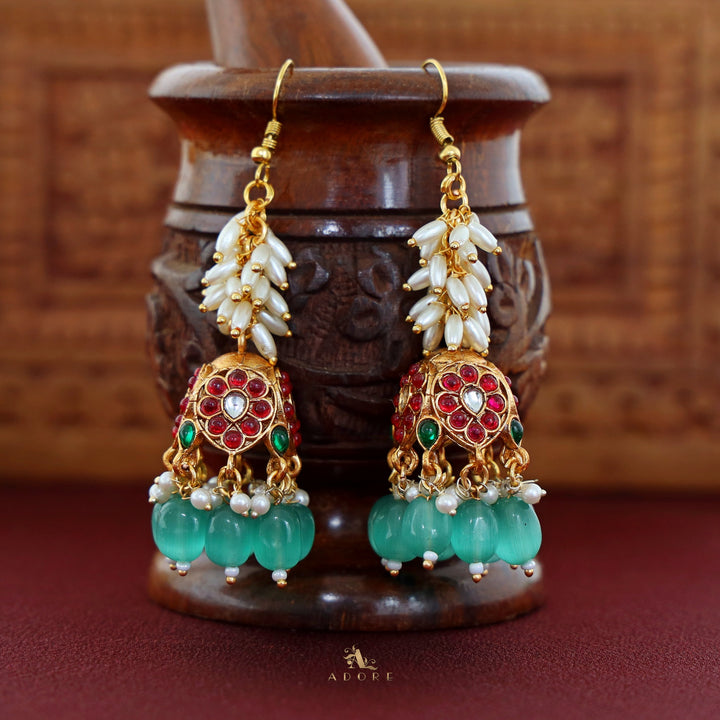 Archita Rice Pearl Drop Glossy Jhumka