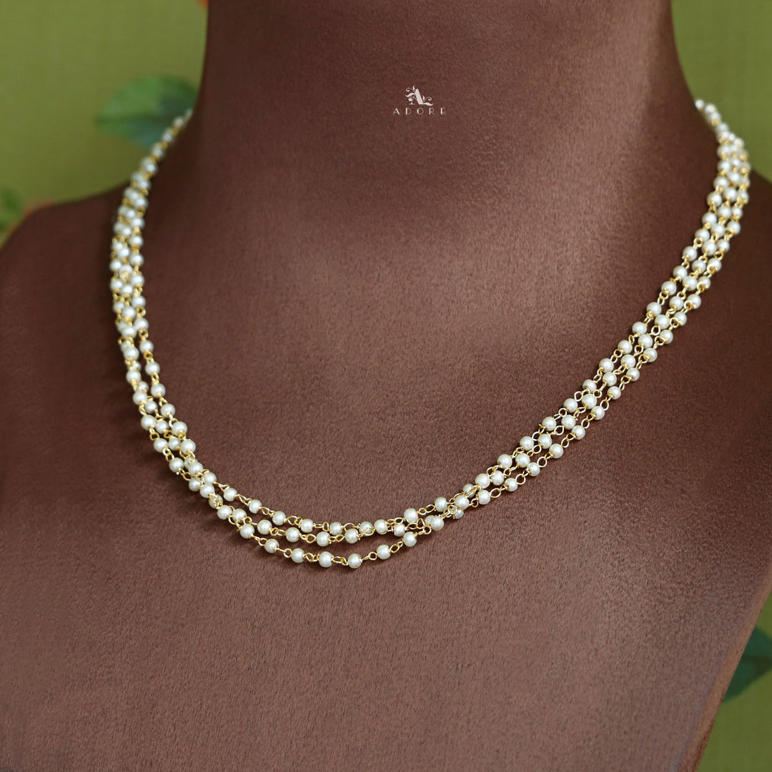 Deepa Vedha 3 Layer Pearl Chain Neckpiece