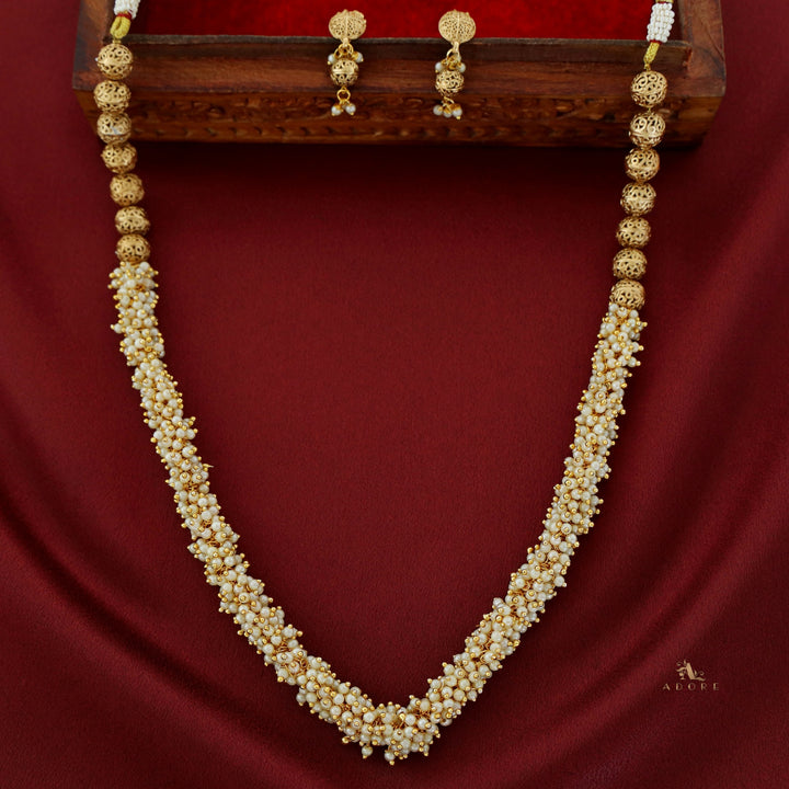 Pearl Cluster Bead Neckpiece With Earring