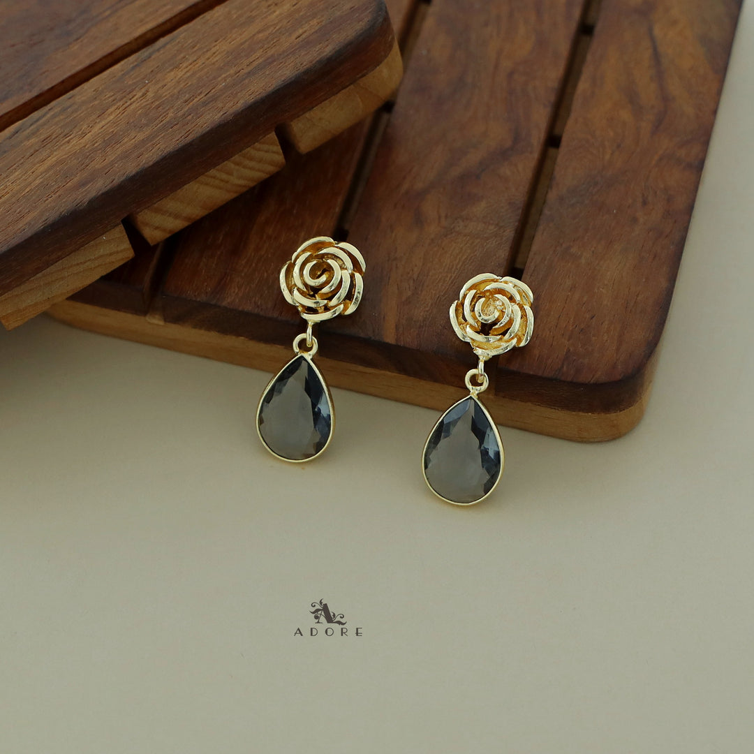 Rosette Drop Glossy Earring