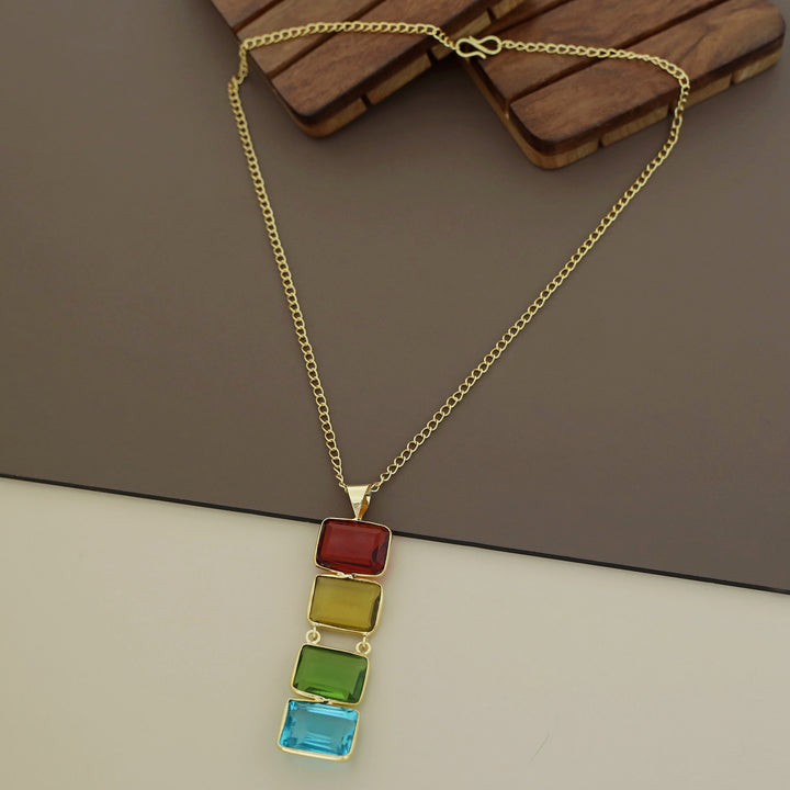 Multicolour Tetra Rectangle Glossy Neckpiece