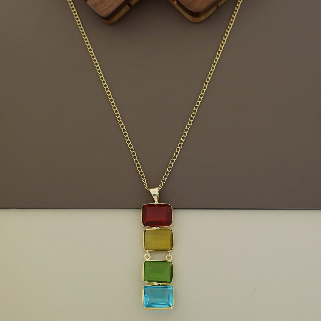 Multicolour Tetra Rectangle Glossy Neckpiece