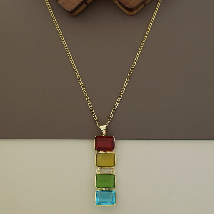 Multicolour Tetra Rectangle Glossy Neckpiece