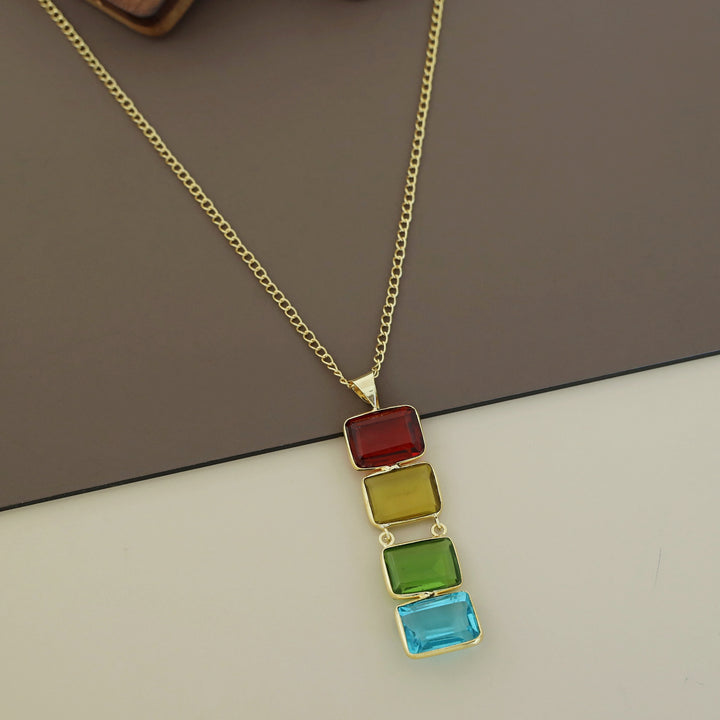 Multicolour Tetra Rectangle Glossy Neckpiece