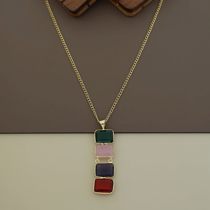 Multicolour Tetra Rectangle Glossy Neckpiece